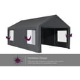 thumbnail image 6 of 10'x 20' Heavy Duty Carport with Roll-up Ventilated Windows, Portable Garage with Removable Sidewalls & Doors for Car, Truck, Boat, Car Canopy with All-Season Tarp, Grey, 6 of 7