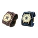 thumbnail image 1 of Reloj de cuero sintético, reloj de pulsera, reloj de pulsera de regalo, pulsera para aniversario de boda, cumpleaños, San Valentín, Navidad y Halloween. Marrón Duro Azul, 1 of 9