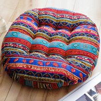 Outoloxit 18 Inch Yoga Meditation Cushion, Extra Thick 3" Round Floor Pillow, Cotton Bohemian Style Tatami Cushion for Home, Office, Window Seat, Prayer & Zen Decor