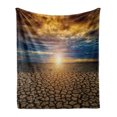 thumbnail image 1 of Global Warming Soft Flannel Fleece Blanket, Earthy Toned Composition with Cracked World Environmental Message Disaster, Cozy Plush for Indoor and Outdoor Use, 60" x 80", Multicolor, by Ambesonne, 1 of 6