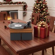 RetroAudio Vinyl Record Player with External Speakers, 3-Speed Turntable for Vinyl Albums with Auto off and Bluetooth Playback, Vintage Red