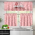 thumbnail image 3 of Valentines Kitchen Curtains and Valance Set 3 Piece Rod Pocket Valance, Valentine''s Day Decor Pink Heart Gnome Couple Window Curtains for Bathroom Living Room, 54X18+28X24 Inch, 3 of 6