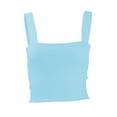 thumbnail image 4 of Jewelreauty Womens Square Neck Crop Tank Tops Casual Sleeveless Wide Strap Slim Fitting Solid Blouses (M, Light Blue), 4 of 8