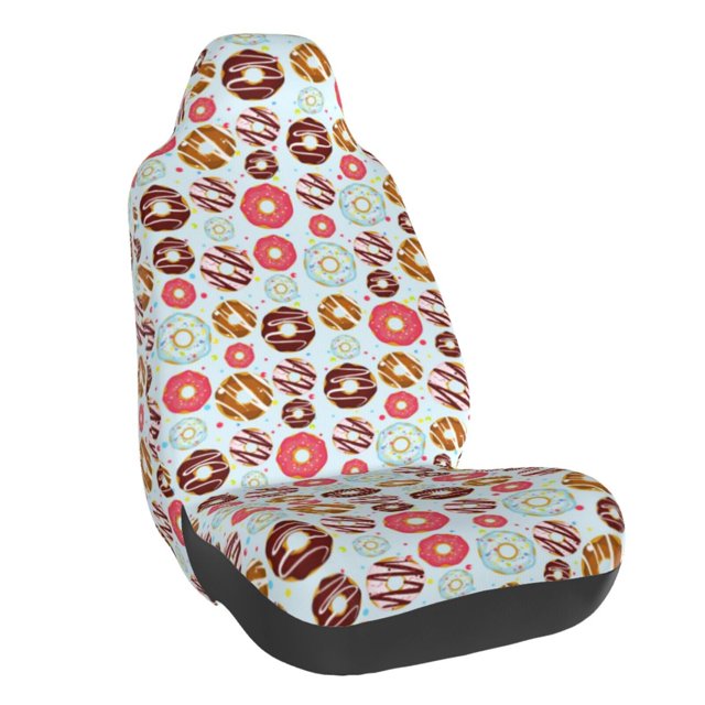 Balery Colorful Donuts Funda de Asiento para Auto con Diseño - Cubierta Frontal Suave y Transpirable con Protector Antideslizante- 1 Unidad