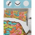 thumbnail image 4 of Quilts Full Size Bedding Set, Watercolor Flip Flop Lightweight Quilted Comforter, Summer Coastal Beach Slippers Soft Reversible Bedspread Coverlet with Pillow Covers for All Season, 78" x 90", 4 of 7