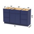 thumbnail image 4 of 54 in. W x 21 in. D x 32.5 in. H Freestanding Bathroom Vanity Cabinet without Top in Blue, 4 of 5