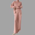 thumbnail image 2 of BLVB Womens Fall Winter 2 Piece Sweater Sets Long Sleeve Turtleneck Slit Pullover Wide Leg Pants Cozy Lounge Sets Tracksuits, 2 of 5