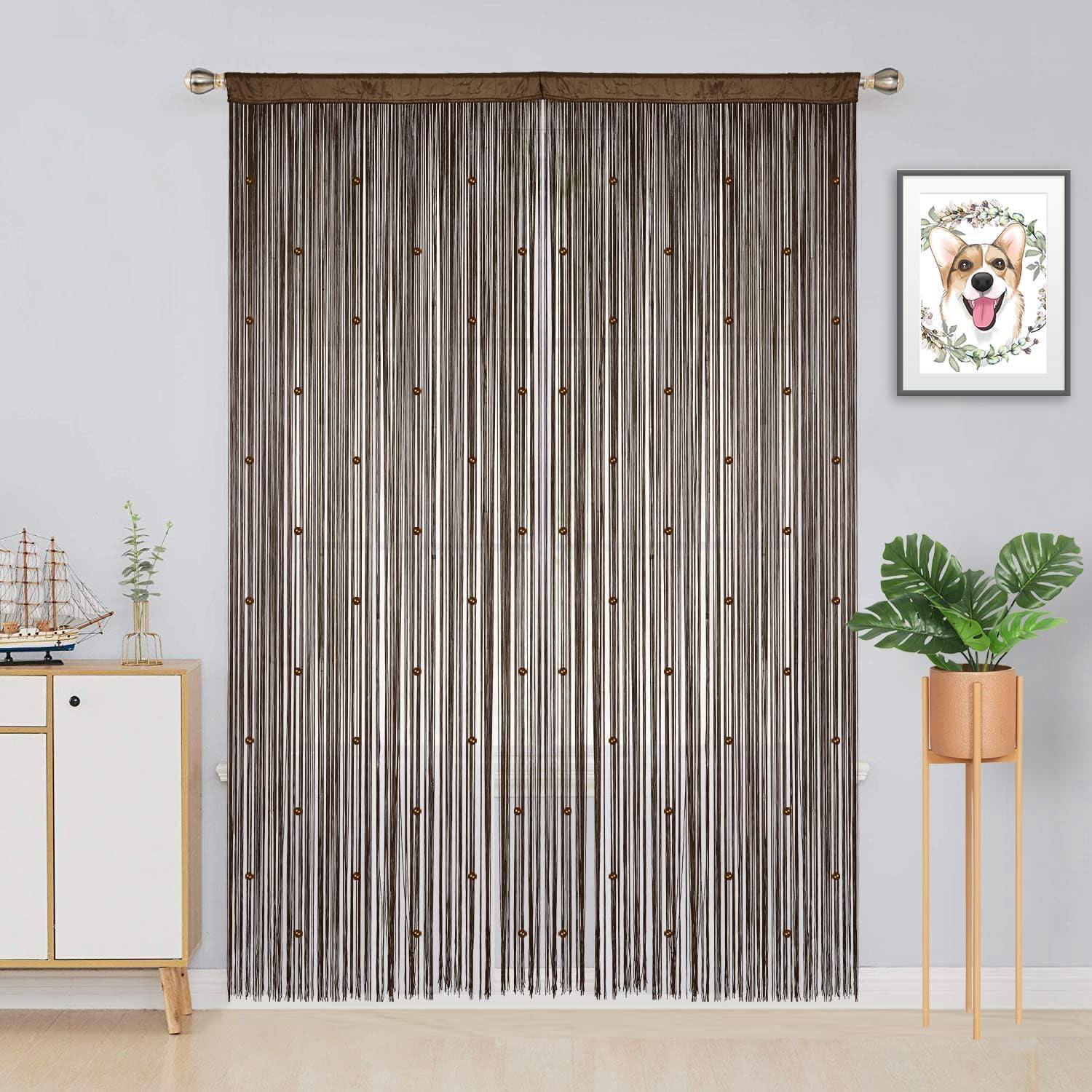 UniVerse Beaded Curtain Beaded Curtains for Doorways Crystals Suitable for Interior Hanging Decoration and Partitions Closet Curtains (39"x79", Coffee)