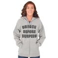 thumbnail image 4 of Brunch Before Burpees Funny Workout Womens Plus Size Graphic Zipper Hoodie Brisco Brands 4X, 4 of 5
