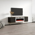 thumbnail image 3 of Camelia WH-EF Fireplace TV Stand for TVs up to 70", Mid-Century Modern Matte 63" Entertainment Center, Electric Fireplace TV Media Console with Storage Cabinets, 3 of 6