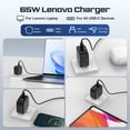 thumbnail image 6 of Lenovo Laptop Charger 65W Wall Charger Ultra Compact 3-Port GaN USB C Charger for Lenovo IdeaPad S/U/Yoga/Flex Laptop and All USB-C Devices with Power Cord 4.0x1.7mm and USB-A Yellow Tip Plug, 6 of 10