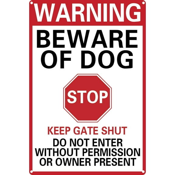 AquaAesthetics Beware of Dog Metal Tin Sign