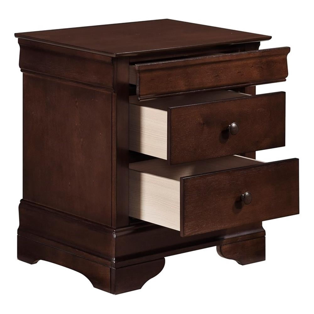 Pemberly Row 3-Drawers Traditional Wood Nightstand in Brown Cherry