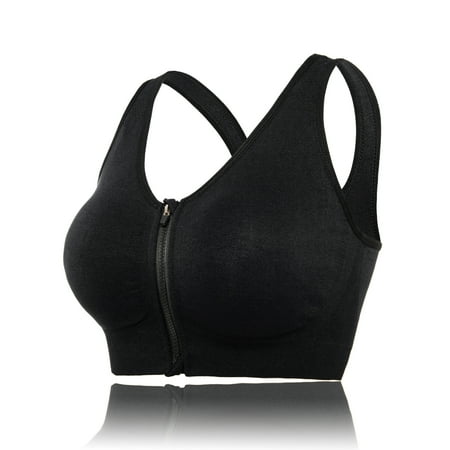 

Women s Zip Front Sports Bra Wireless Post-Surgery Bra Active Yoga Sports Bras For Yoga Rope Skipping Shuttlecock Kicking Jogging