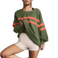 thumbnail image 4 of Yuhangmm Womens Hoodies Pullover Womens Oversized Striped Sweatshirt Long Sleeve Crew Neck Casual Pullover Tunic Tops with Cozy Warm Material Army Green M, 4 of 7