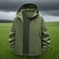 thumbnail image 5 of Waterproof Hooded Jackets for Women Casual Solid Color Winter Autumn Outdoor Windbreaker Jacket with Zipper Pockets Loose Fit Sports Coat Hiking Travel Plus Size Available, 5 of 9