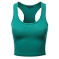 thumbnail image 1 of A2Y Women's Basic Cotton Casual Scoop Neck Sleeveless Cropped Racerback Tank Tops Jade XS, 1 of 3