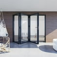 thumbnail image 3 of KaMic 96" x 96" 3 Panels Aluminum Folding Doors In Bluck, Folded Out From Right To Left, 3 of 19