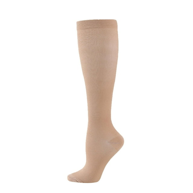 Aocisk Women's Solid Athletic Compression Leg Socks for Sports Performance and Calf Support Khaki S