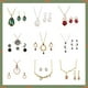 thumbnail image 3 of 1 juego de collar, juego de aretes, cristal, gota de oreja, collar vintage, colgante de cuello, conjunto de joyas para mujer, verde, 3 of 8