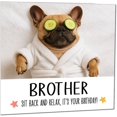 thumbnail image 1 of Tarjeta de cumpleaños con diseño divertido de bulldog francés con diseño de zorro morado, 1 of 5