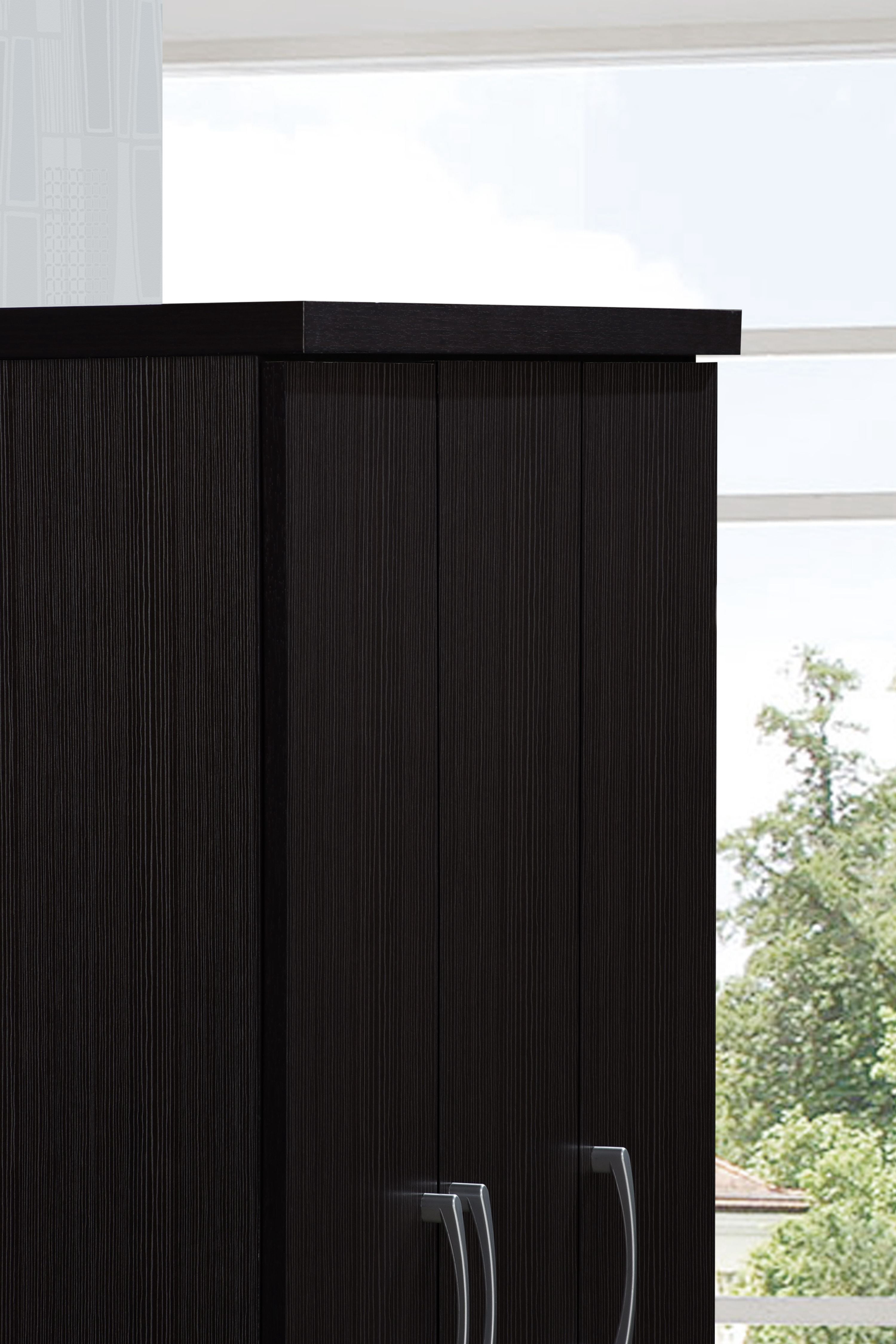 Hodedah 3 Door Bedroom Armoire with Drawers, Chocolate