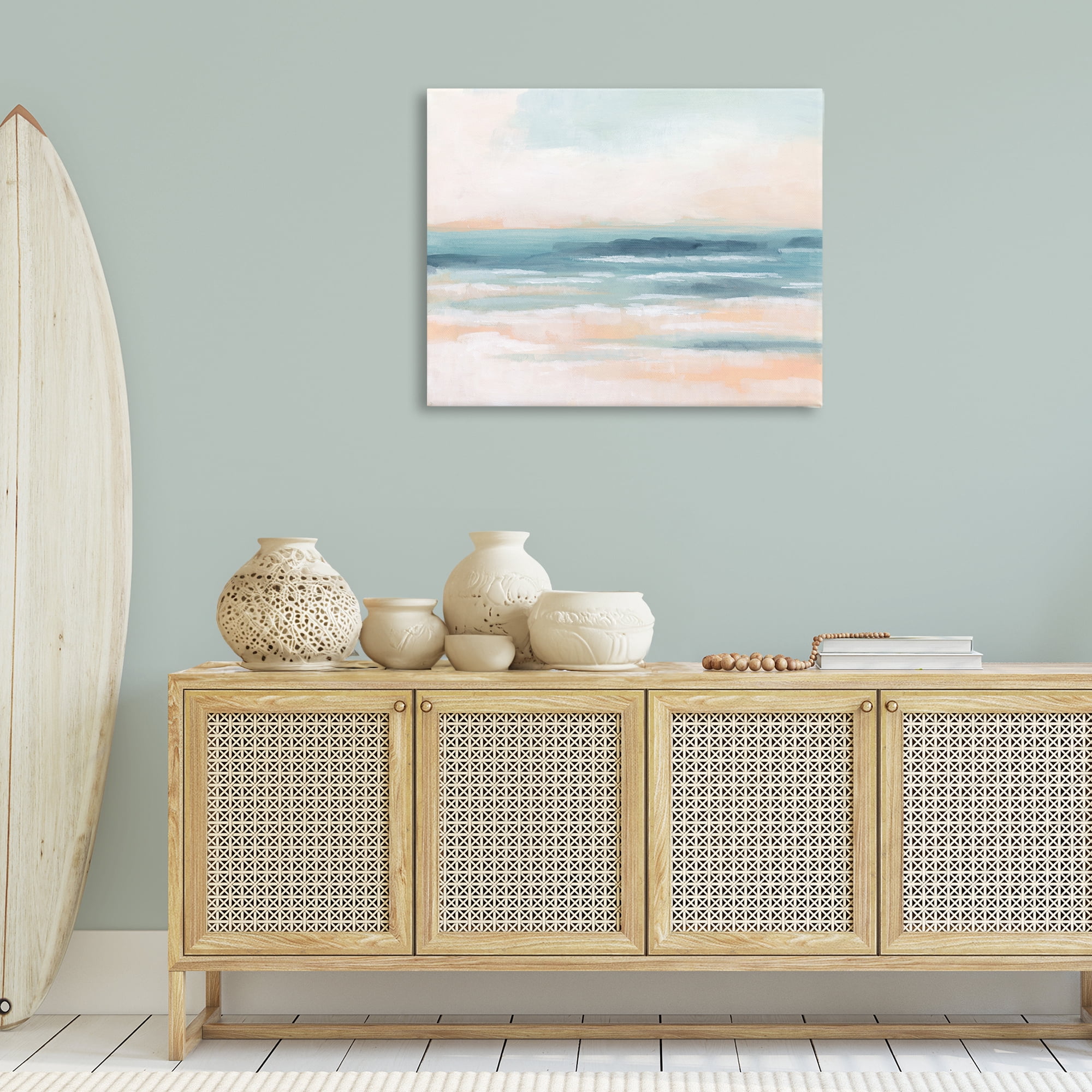 Stupell Industries Pastel Beach Coast Landscape Painting Gallery Wrapped Canvas Art Print Wall Art, 40 x 30