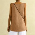 thumbnail image 4 of Linen Tops for Women Comfy Lounge Wear Summer Sleeveless Crewneck Shirt Casual Blouse Loose Fit Gauze Cami Shirts Light Brown XXL, 4 of 5