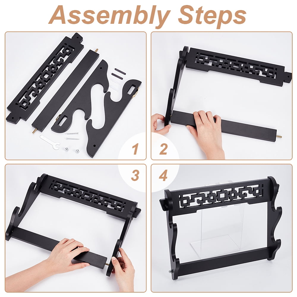 1set Wooden Katana Holder Stand Bracket Samurai Display Easels Black Fihished Product: 7.9x38.4x28.8cm