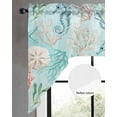 thumbnail image 2 of Teal Red Coastal Swag Valances for Windows, Small Curtains Drapes, Nautical Seahorse Beach Coral Starfish Kitchen Window Curtains Over Sink Window Treatment Valance for Bedroom/Bathroom 56"x36", 2 of 5