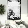 thumbnail image 3 of Motorcycle Tapestry, Motocross Racer Image Grungy Background Poster Style Monochromic Artwork Print, Wall Hanging for Bedroom Living Room Dorm Decor, 60W X 80L Inches, Black White, by Ambesonne, 3 of 5