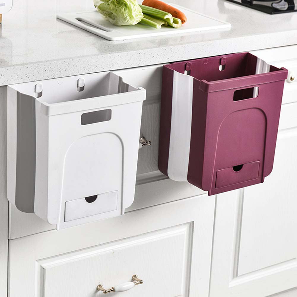 Details about   Kitchen Cabinet Door Hanging Trash Can with Sliding Lid Car Home 2-Use Waste Bin 