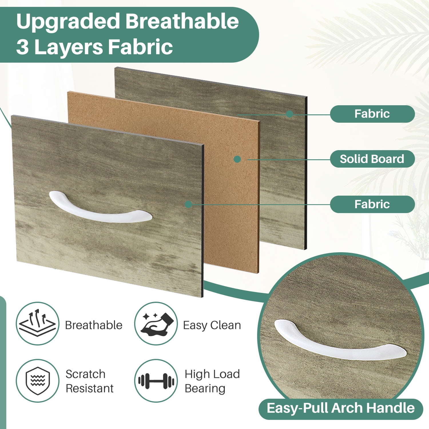 Beddle Dresser with 4 Fabric Drawers for Bedroom, Wide Storage Chest with Drawer Organizer for Closet or Living Room, Oatmeal