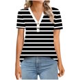 thumbnail image 7 of Ashirexll Short Sleeve Shirts for Women, Summer Shirts for Women, Fashion Casual V-Neck Button Striped Short Sleeve Shirt, 7 of 7