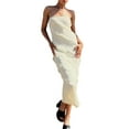 thumbnail image 3 of Faithtur Femmes Robe Longue, Sans Bretelles Dos Volanté Robe d'Été Slim Fit pour Cocktail, 3 of 9