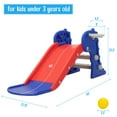 thumbnail image 4 of Kids Slide for Indoor Outdoor, 3 in 1 Freestanding Slide for Toddler Baby 1-3 Age, Kids Play Climber Slide Playset Outdoor Toys with Basketball Hoop, Ball and Ladder, Red/Blue, 4 of 10