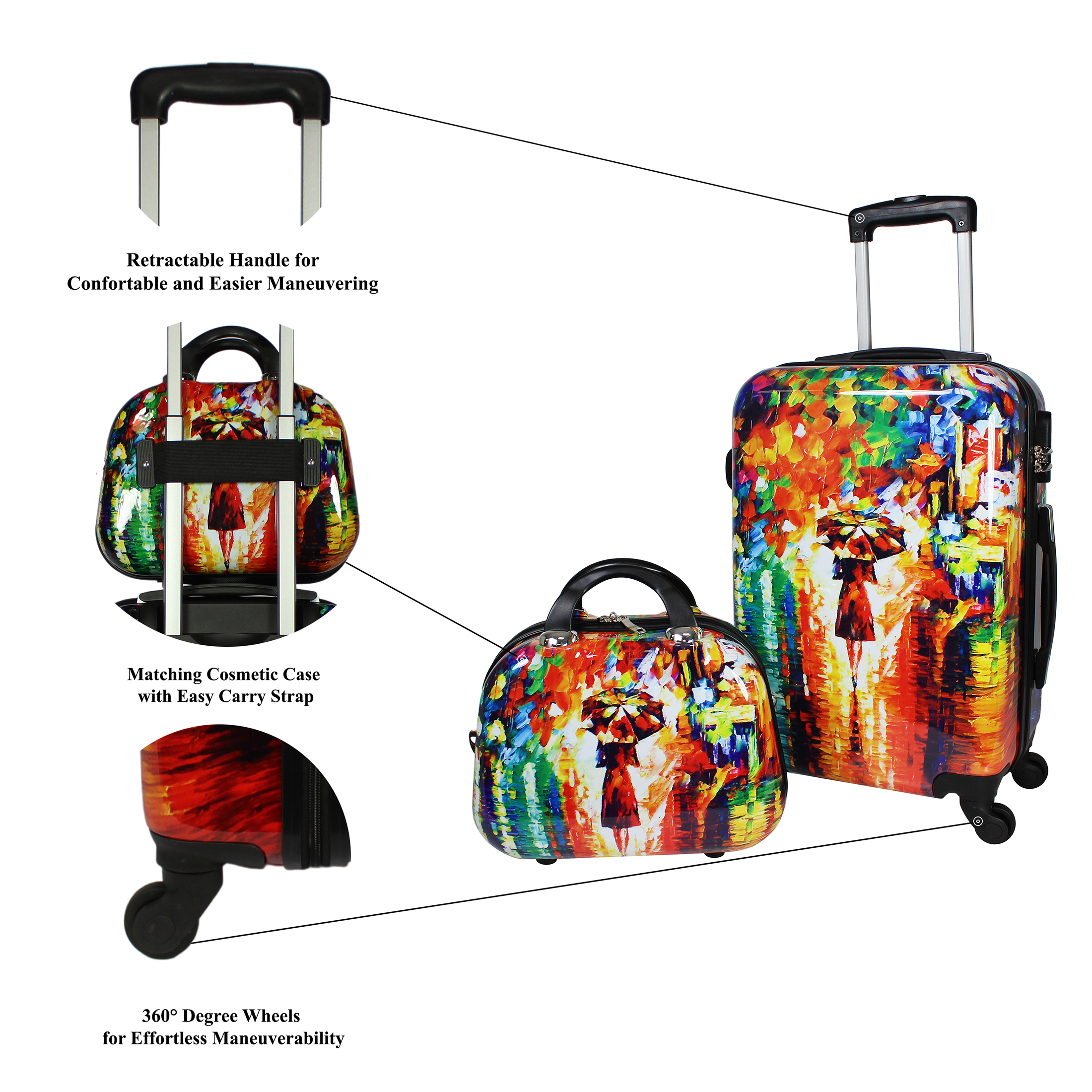 World Traveler 2-Piece Carry-On Hardside Spinner Luggage Set - Paris Nights