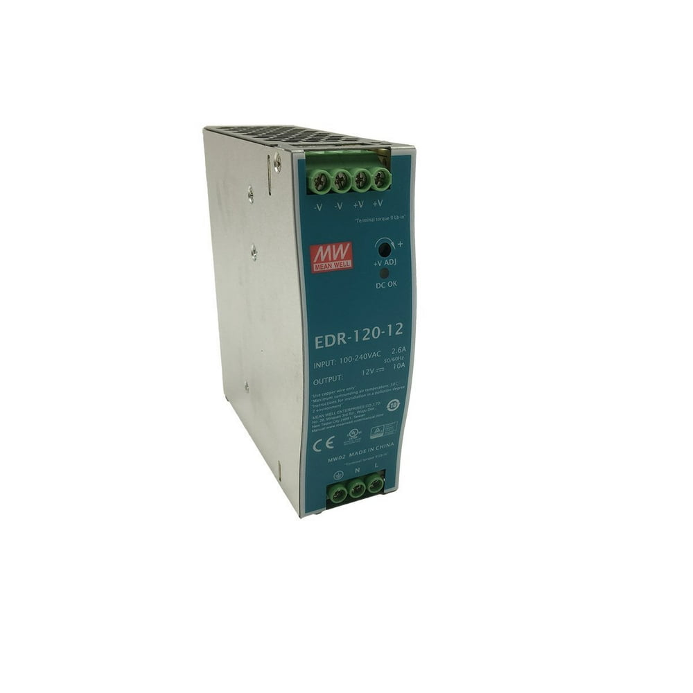 DIN Rail Power Supplies 120W 12V 10A EN55022 Class A, By MEAN WELL From USA