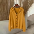 thumbnail image 4 of Womens Button Down Hooded Cardigan Sweaters, Knit Hoodie Coat Jacket, Soft and Comfortable Yellow XL, 4 of 5
