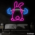 thumbnail image 3 of Craftnamesign Bunny Lift the Weight Neon Sign, Gym Neon Sign, Gym Decor, 3 of 4