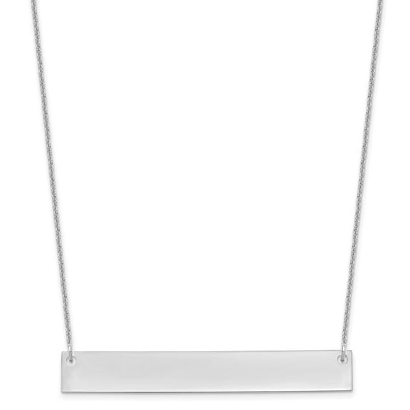 10K White Gold Cable Name Initials Necklace Chain Large Polished Blank Bar 18 inch 50 mm