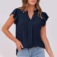 thumbnail image 3 of Womens Dressy Casual Tops Ruffle Petal Short Sleeve V Neck Shirts Elegant Summer Business Work Tunic Blouses, 3 of 7