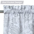 thumbnail image 4 of Vintage Window Curtains Damask Pattern Printed Curtains for Bathroom Window Light Filtering Tiers for Small Window, Grey, 27"X45", 2 pcs, 4 of 7
