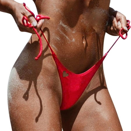 Zhden Bikini Bottoms for Women Bikini Thong Bottom Swimwear Brazilian Cheeky Bikini Bottoms Red Bathing Suit BottomsRed XL