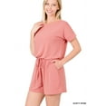 thumbnail image 3 of Zenana Women's Short Sleeve Romper with Elastic Waist & Keyhole Back Summer Loungewear, 3 of 5