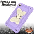 thumbnail image 5 of FJLBDE Case for Samsung Galaxy Tab A7 Lite 2021 8.7 inch SM-T220/T225/T227 with Butterfly Stand, Shockproof Protective Tablet Cover with Shoulder Strap for Kids Girls, Beige Purple, 5 of 7