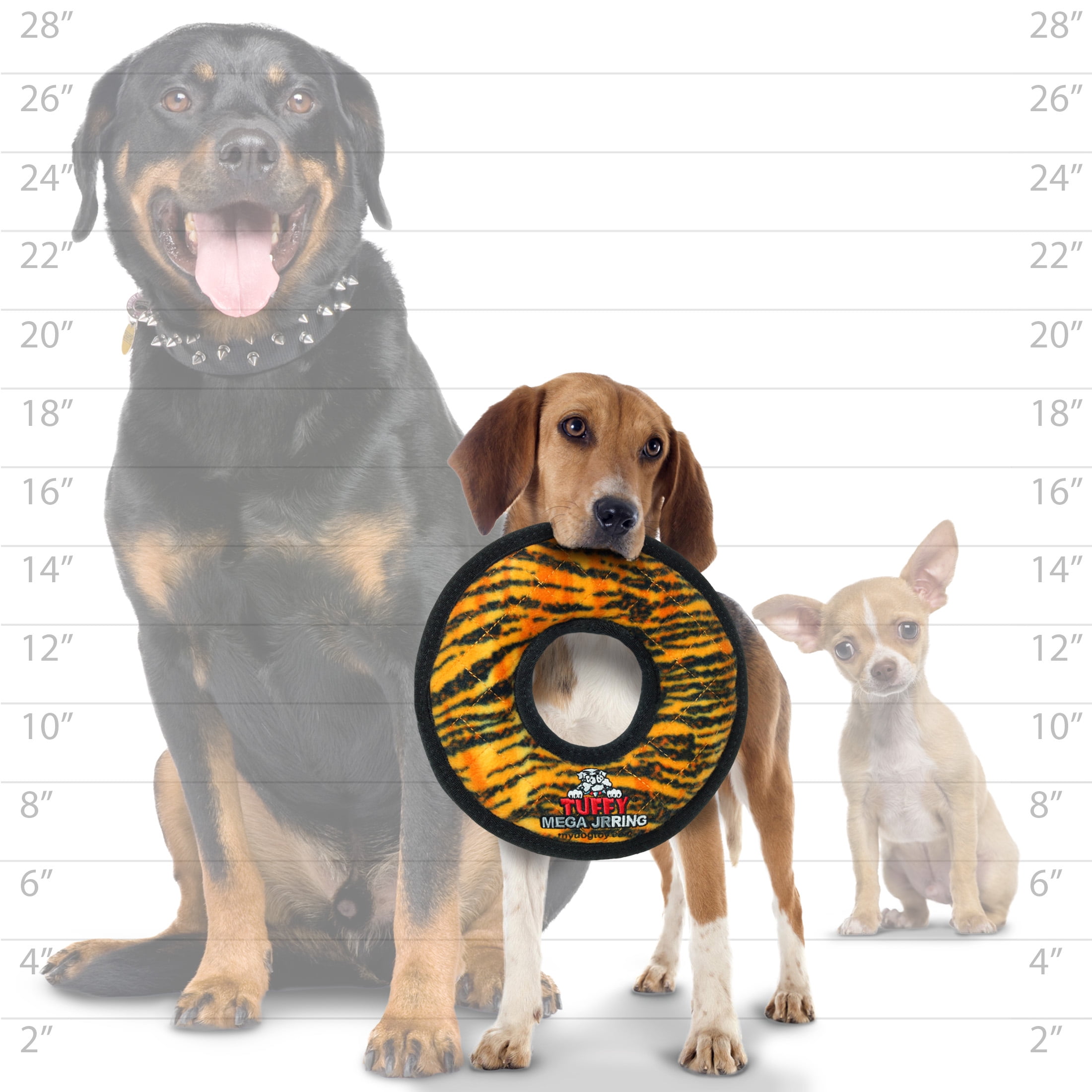 Tuffy Mega Jr Ring Tiger Durable Plush Squeaky Dog Toy
