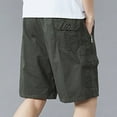 thumbnail image 5 of Mens Cotton Shorts with Multi Pockets Comfy Stretch Summer Short Elastic Waisted Cargo Pants for Big and Tall (4XL, Army Green), 5 of 6