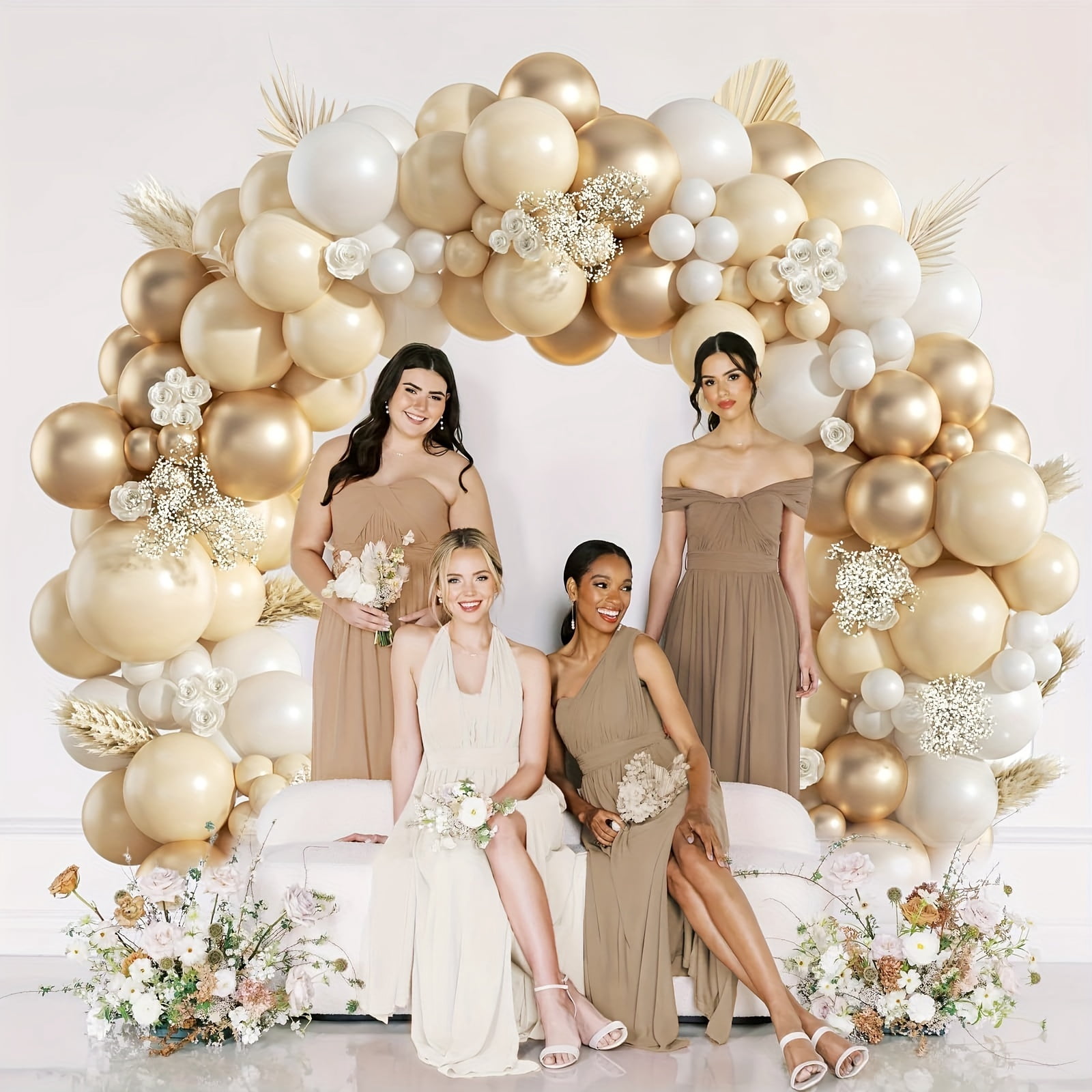 119pcs Elegant White & Golden Balloon Arch Kit - Perfect for Weddings, Engagements, Birthdays, Graduations & More - Versatile Party Decor Set