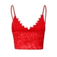 thumbnail image 3 of WREESH Womens Lace Corset Tops Bralette Vest Crop Wireless Bra Lingerie V-Neck Lace Underwear Camisole Red, 3 of 7